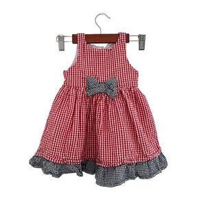 Marmellata Baby Girl Gingham Dress 24M Red White Blue Bow Sleeveless Cottagecore
